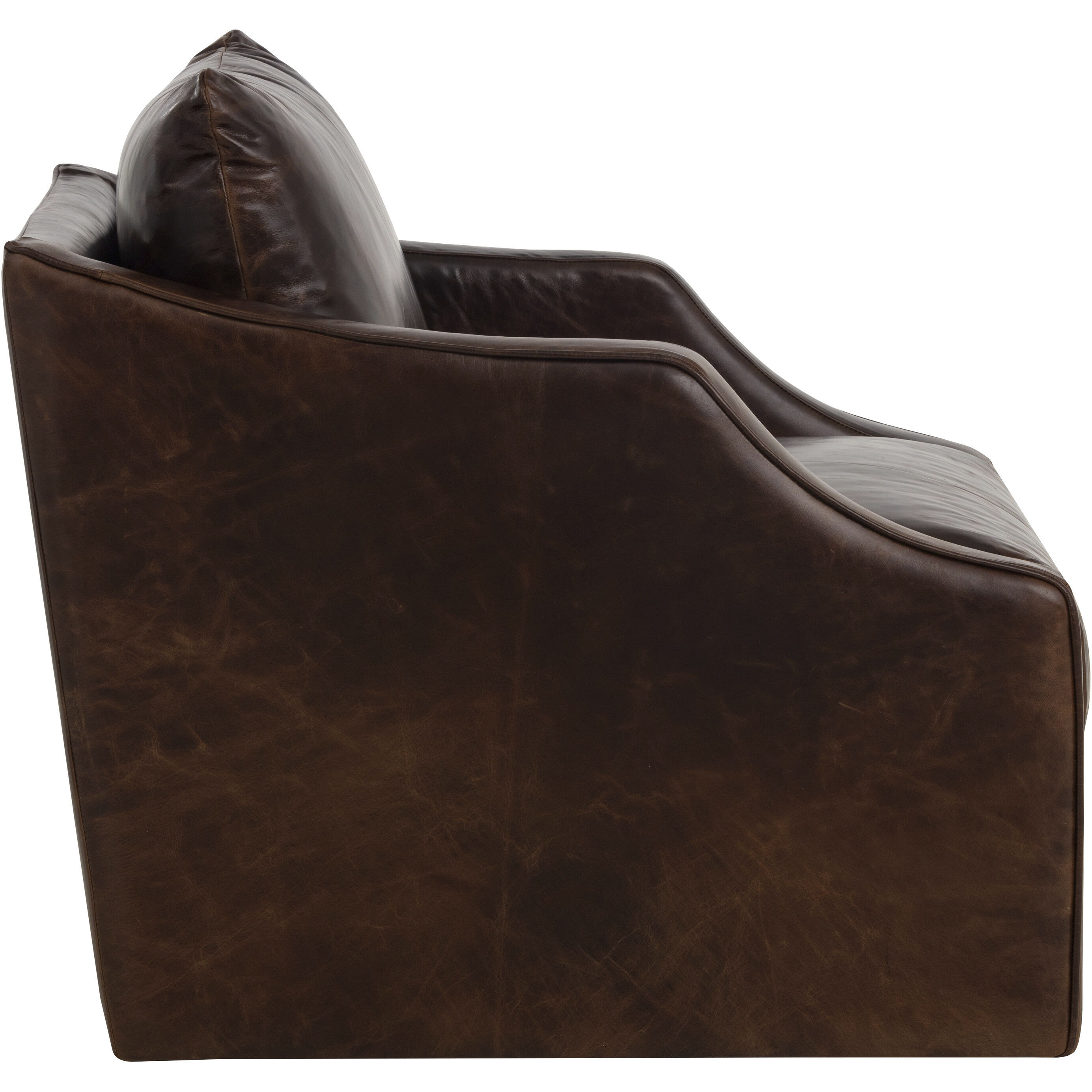Orwell Chocolate Leather Swivel Lounge Chair